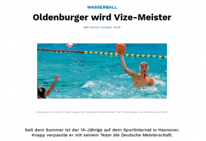 PSVer Jannis Bolles Deutscher U14 -Vizemeister im Wasserball